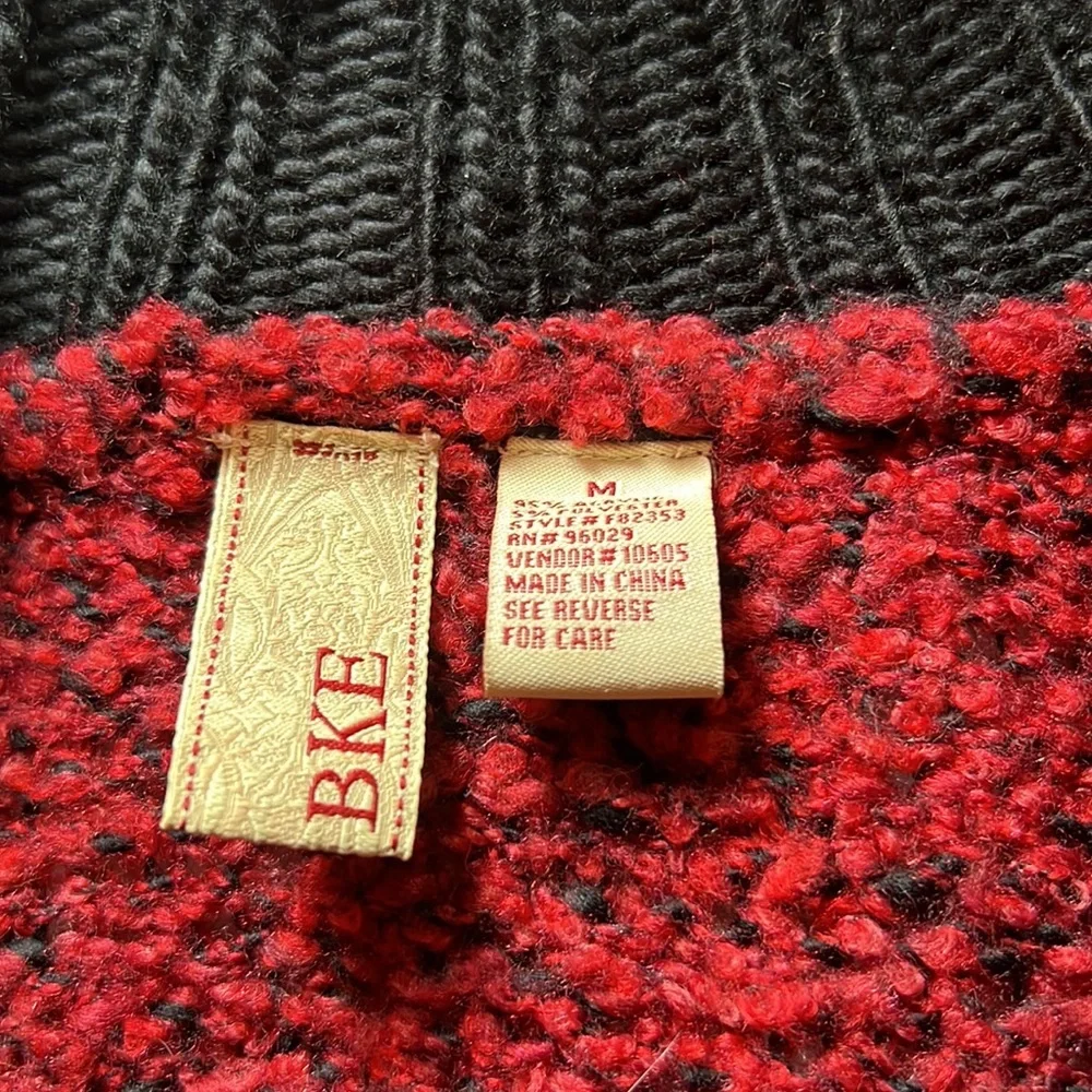 BKE red and black tunic cardigan w extra long sleeve szM - Picture 2 of 7